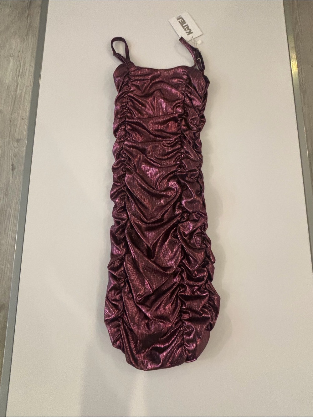 Katie J Metallic Ruched Purple Dress for Girls